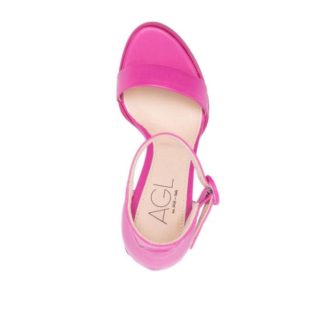 AGL Janis 110 Hot Pink Leather Platform Sandals Size 40 / US 10 - Picture 3 of 12